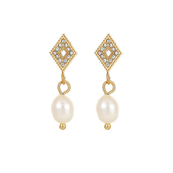 Stainless Steel Earrings with Pearl