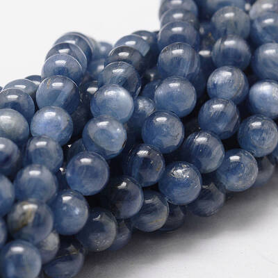 Natural Dyed & Heated Grade AA Kyanite/Cyanite/Disthene Round Bead Strands