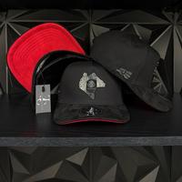Chiapas México SnapBack hat-black/red suede visor