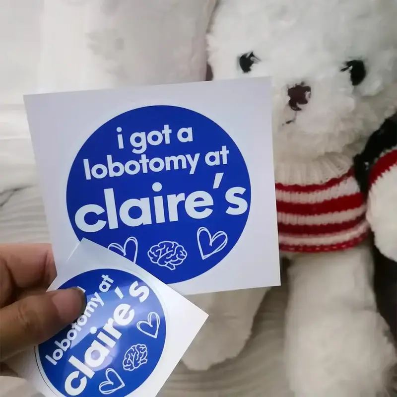 Lobotomy At Claire Car Stickers, Cute Car Decals, Funny Sticker for Tumblers, Laptops, Windows, Bumper, Motorcycle, Truck, Wi...