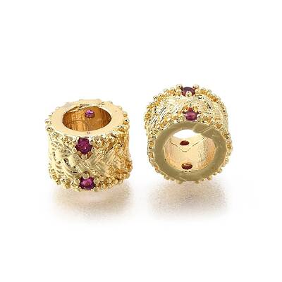 Brass Micro Pave Cubic Zirconia European Beads