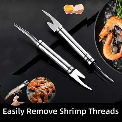 5 in 1 Multifunctional Shrimp Cleaner Knife Stainless Steel Shrimp Peeler, Seafood Utensils, Portable Double-Headed Stainless...