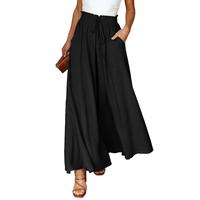 Dokotoo Pants for Women Casual Elastic Waist Wide Leg Pants with Pockets