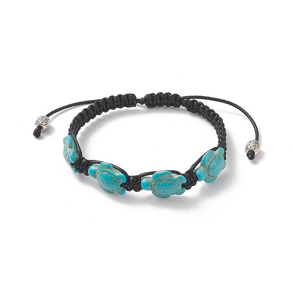 Synthetic Turquoise(Dyed) Tortoise Braided Bead Bracelet for Women