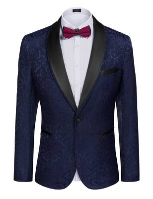Floral Suit Jacket (US Only), Navy Blue / M