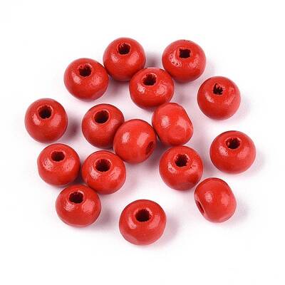 Spray Painted Round Natural Schima Wood Beads