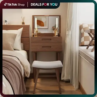【Gift】Elegant Small Vanity, 100% Solid Wood, No MDF, Handmade for a Natural & Elegant Daily Ritual, Makeup Table for Tigh...