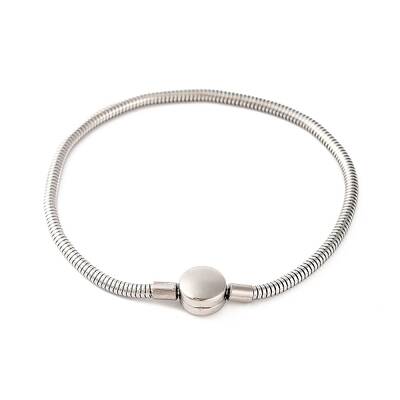 Tarnish Resistant 304 Stainless Steel Round Snake Chain Bracelets with Clasps
