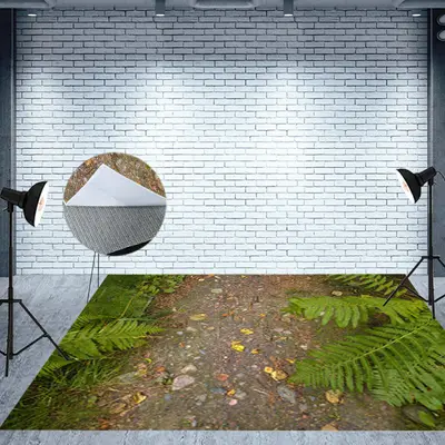 Natural Plant Leaves Dirt Road Fabric Floor Backdrop - Aperturee