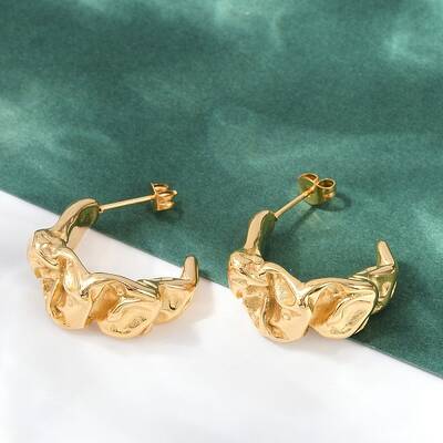Ion Plating(IP) 304 Stainless Steel Twist Stud Earrings