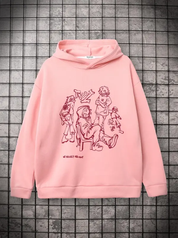 LGBTQ+ Unisex Men's Figure Graphic Drop Shoulder Hoodie, Trendy Loose Long Sleeve Hooded Pullover Tops, Men Clothing, LGBT O...