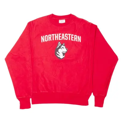 CHAMPION Reverse Weave Northeastern USA Sweatshirt Red Mens S