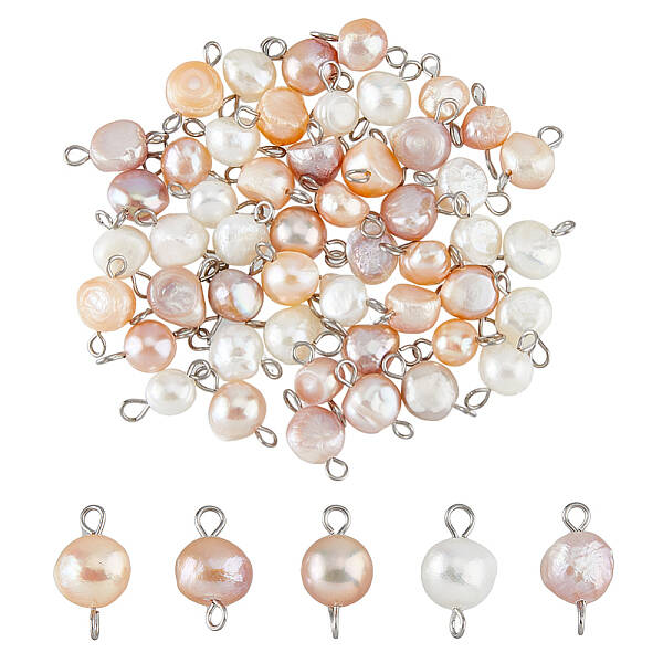 Natural Cultured Freshwater Pearl Connector Charms