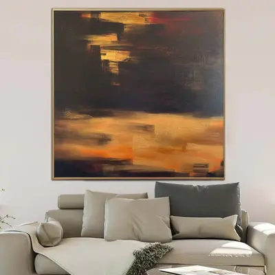 Abstract Sand Painting Colorful Art Sandstorm Painting On Canvas Orange Sand Original Wall Art for Living Room | SANDSTORM