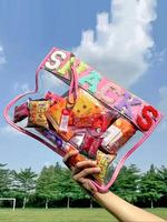Fashionable Letter Pattern Snack Bag, 2025 New Style Cute Colorblock Makeup Bag, Zipper Makeup Organizer Pouch, Versatile Sto...