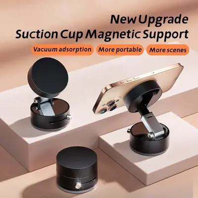 Magnetic Car Phone Holder, 360° Foldable Car Phone Mount, Portable Phone Holder with Suction Cup, Car Accessories, Retractab...