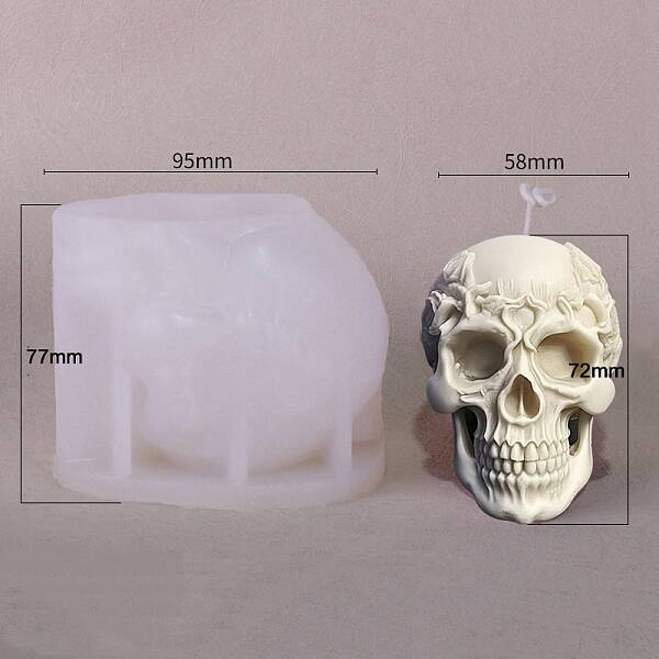 3D Halloween Skull DIY Silicone Statue Candle Molds