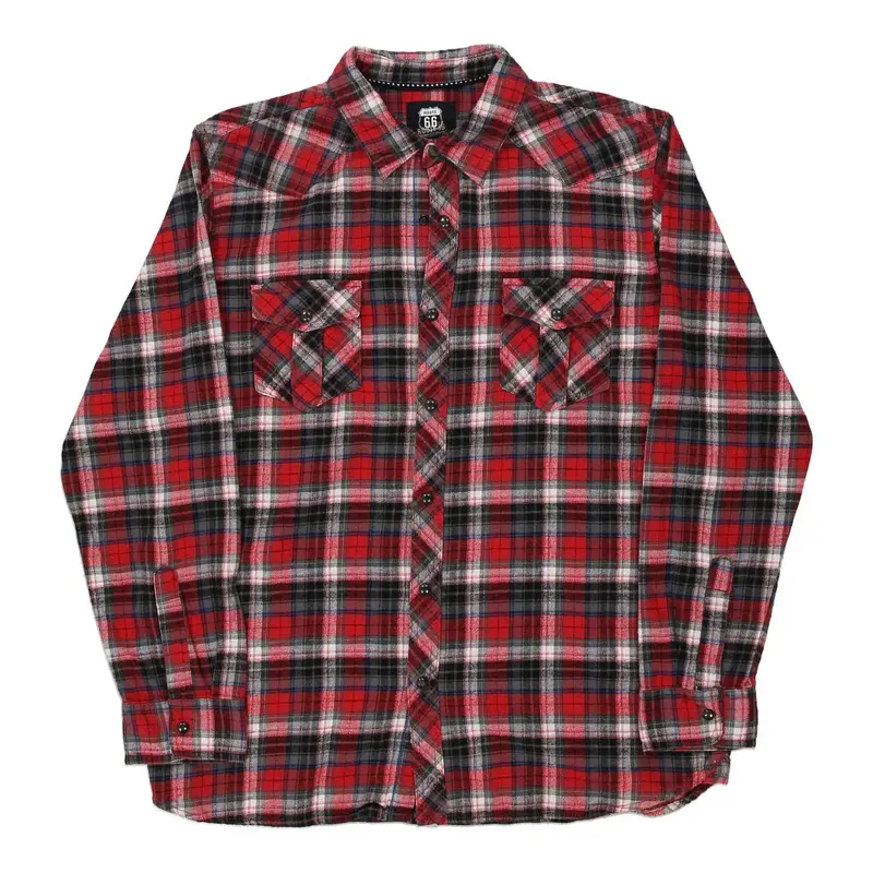 Route 66 Checked Flannel Shirt - XL Red Cotton