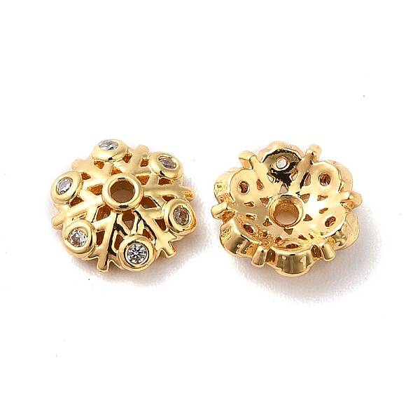 Brass Micro Pave Cubic Zirconia Bead Cap