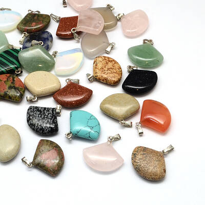 Fan Natural & Synthetic Mixed Stone Pendants