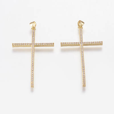 Brass Micro Pave Cubic Zirconia Big Pendants