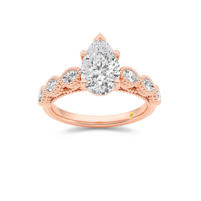 Lhasa Pear Shape Lab Grown Diamond Engagement Ring | 10K Rose Gold 4 1/4 CT. TW.