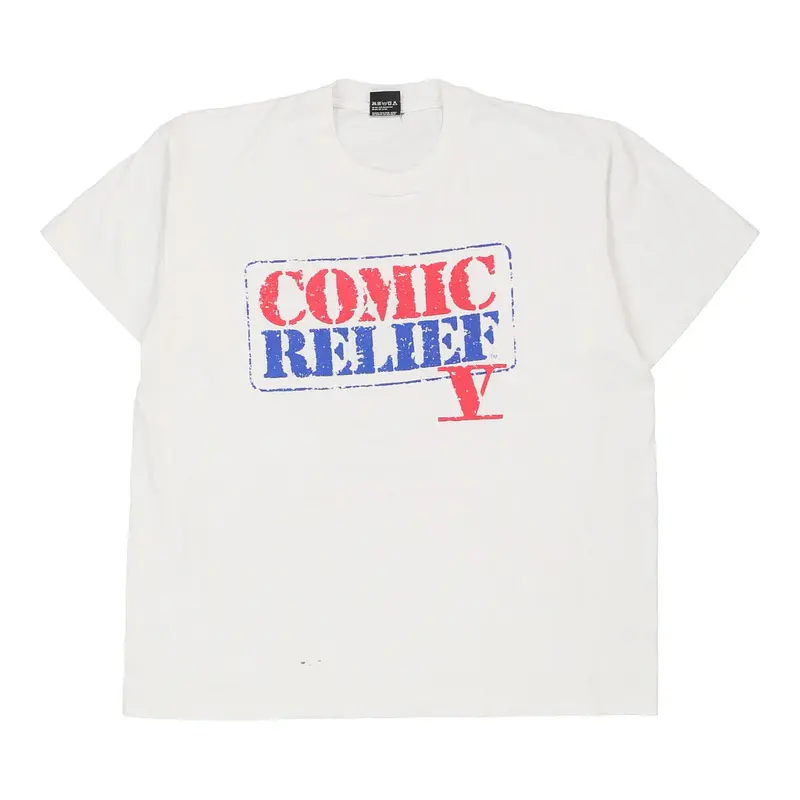 Made in USA Comic Relief  Screen Stars Graphic T-Shirt - XL White Cotton