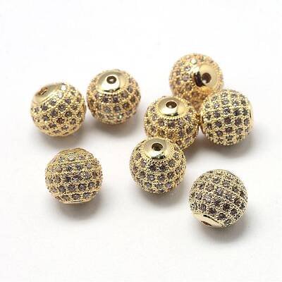 Rack Plating Brass Cubic Zirconia Beads