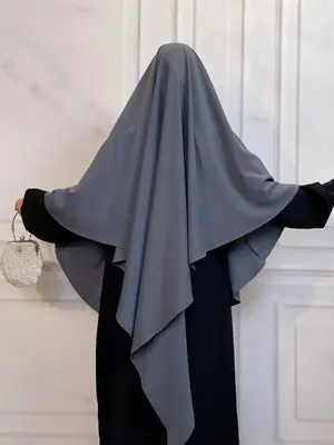 Women's Solid Color Asymmetrical Hem Khimar, Modest Fashion Long Hijab for Daily Wear, Women's Islamic Clothing for All Seaso...