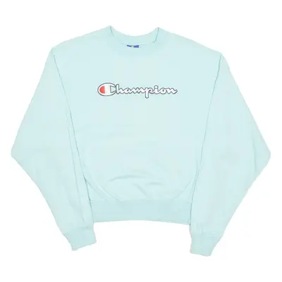 CHAMPION Cropped Womens Sweatshirt Blue Crew Neck S