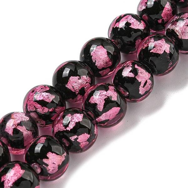 Handmade Silver/Gold Foil Lampwork Beads Strands