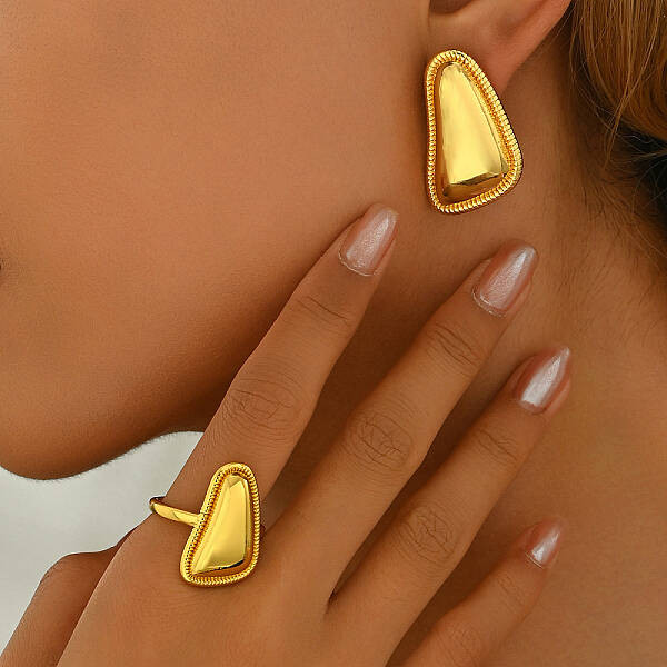 Exaggerated Trapezoid Design Brass Jewelry Set for Women