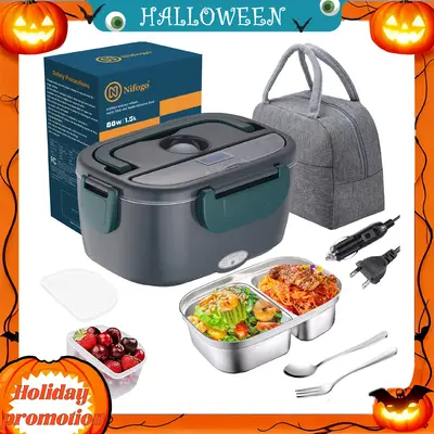 Electric Lunch Box, 80W Portable Food Heater for Adults, Fast Heating Food Warmer for Car Truck Home Office 110V/12V/24V with...