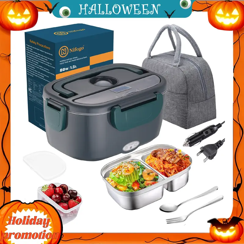 Electric Lunch Box, 80W Portable Food Heater for Adults, Fast Heating Food Warmer for Car Truck Home Office 110V/12V/24V with...