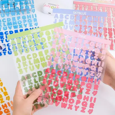 Color Letter Sticker, 8 Sheets Waterproof PET Sticker, Decorative Stick Labels for Planner, Handmade Markers, Diary, Scrapboo...