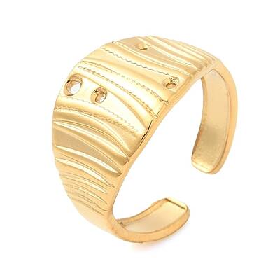 304 Stainless Steel Hollow Open Cuff Rings for Women