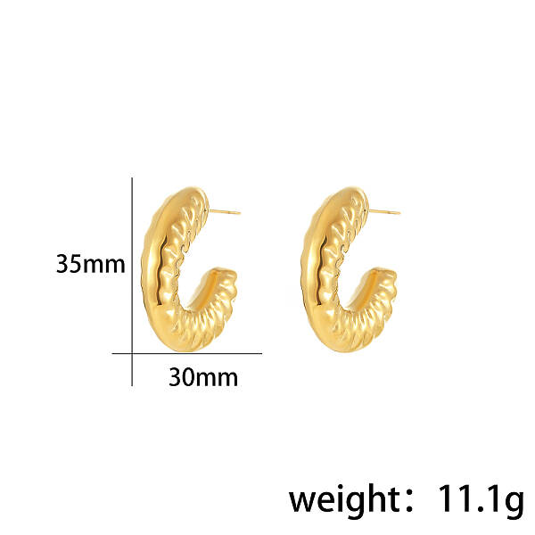 Stylish Stainless Steel C-Shaped Stud Earrings