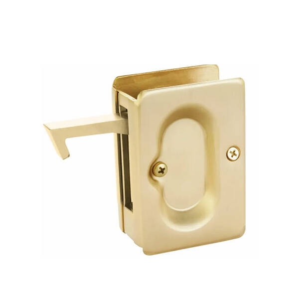 Emtek Rectangular Pocket Door Lock Passage, 2-3/8 X 3-1/8, For 1-3/8 To 1-3/4 Thickness, Satin Brass