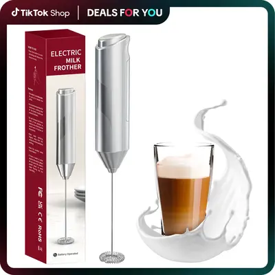 EZBASICS Powerful Milk Frother Wand - Ultra Fast Handheld Milk Frother for Coffee, Lattes, Cappuccino, Frappe, Matcha & More ...