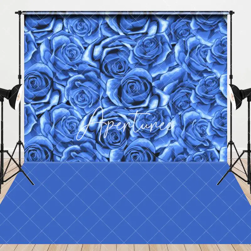 Aperturee Elegant Royal Blue Rose Fine Art Combo Set Backdrop, 7 x 5 ft / 7 x 5 ft, 97.4 USD, combo set backdrops, AH0D625-D,...