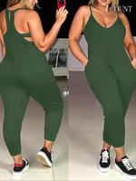 【Plus Size】 Solid Color Cami Jumpsuit, Casual Sleeveless Jumpsuit for Summer, Women's Clothes for Daily Wear
