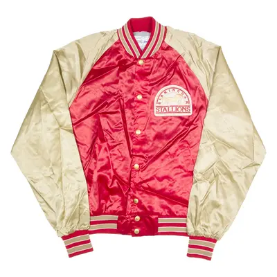SWINGSTER Birmingham Stallions Mens Varsity Jacket Red Nylon 90s USA S
