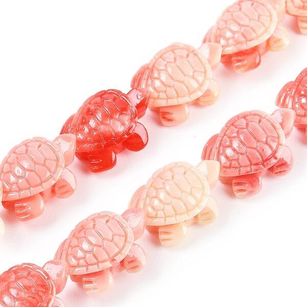 Synthetic Shell Dyed Carved Beads Strands