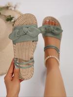 Women's Minimalist Plain Bowknot Design Sandals, Casual Versatile Flat Sandals for Summer, Lightweight Breathable Comfortable...