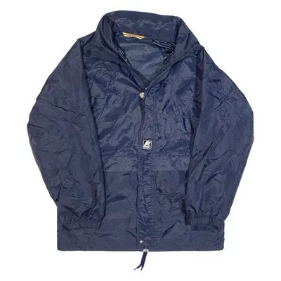 KWAY Mesh Lined Mens Windbreaker Jacket Blue 90s Hooded S