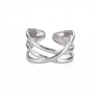 Non-Tarnish 304 Stainless Steel Criss Cross Cuff Ring