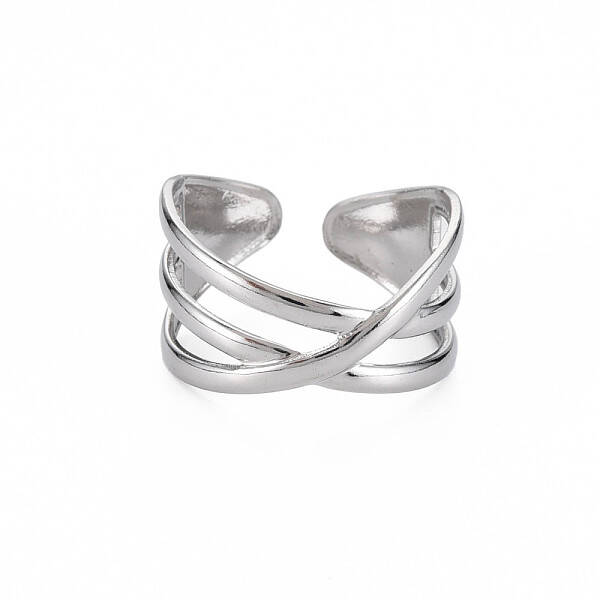 Non-Tarnish 304 Stainless Steel Criss Cross Cuff Ring