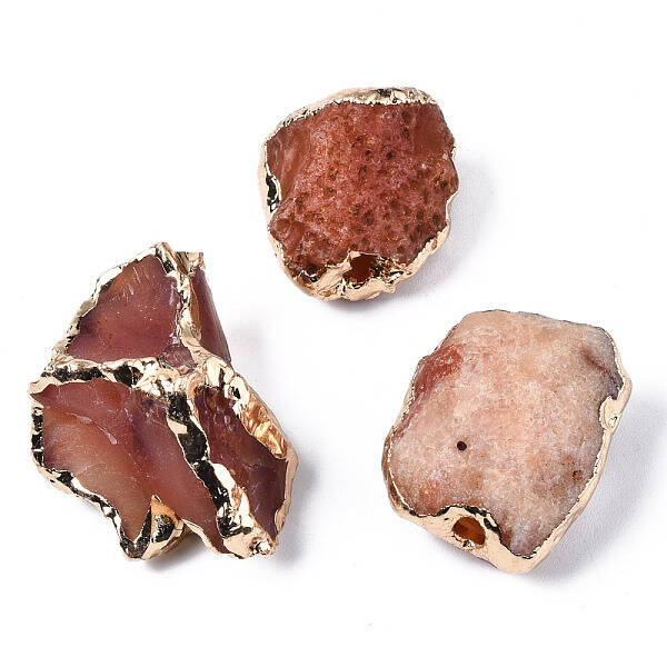 Plated Natural Carnelian Beads