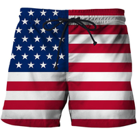 Men's Swim Trunks American Flag 3d Surfing Board Short Beach Shorts for Fourth of July