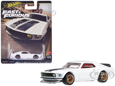 1969 Ford Mustang Boss 302 White with Black Stripes \